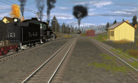 Leased D&RGW 463 waits as RGS 20 crests the hill at Peake, CO.