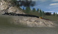 RGS 461 with leased D&RGW 452 cut in the middle head up through Pleasant Valley.