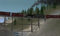 Leased D&RGW 452 cut in as helper going over Pleasant Valley trestle.